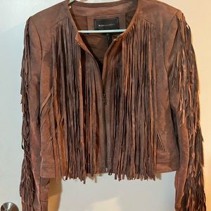 BCBG Brown jacket with fringes . Pit to pit 19.5 inches Length: 20 inches NWT